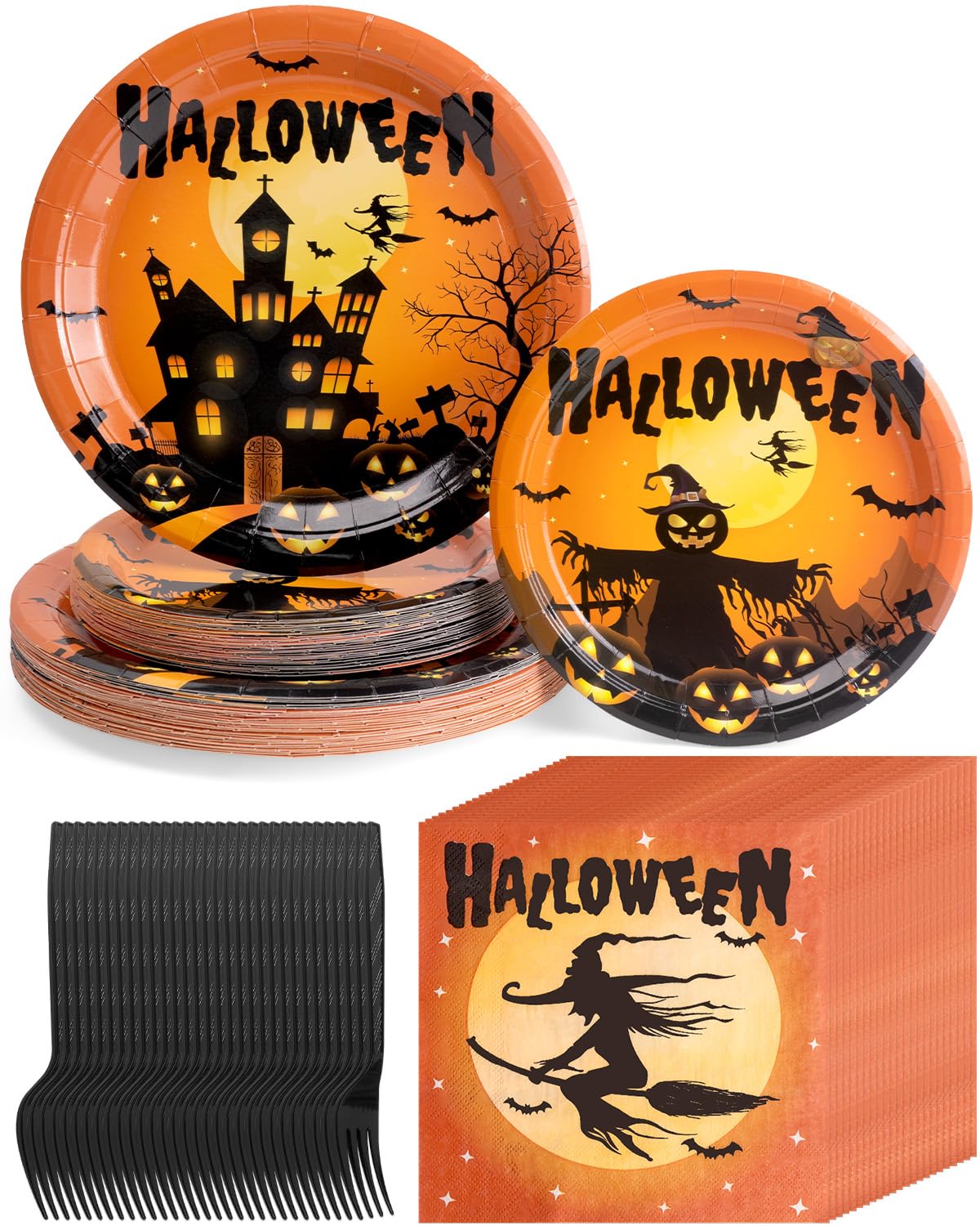 Halloween Pumpkin & Ghost Tableware Set, Serves 30