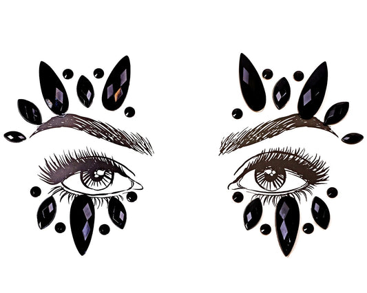 Black Stick-On Face Gems