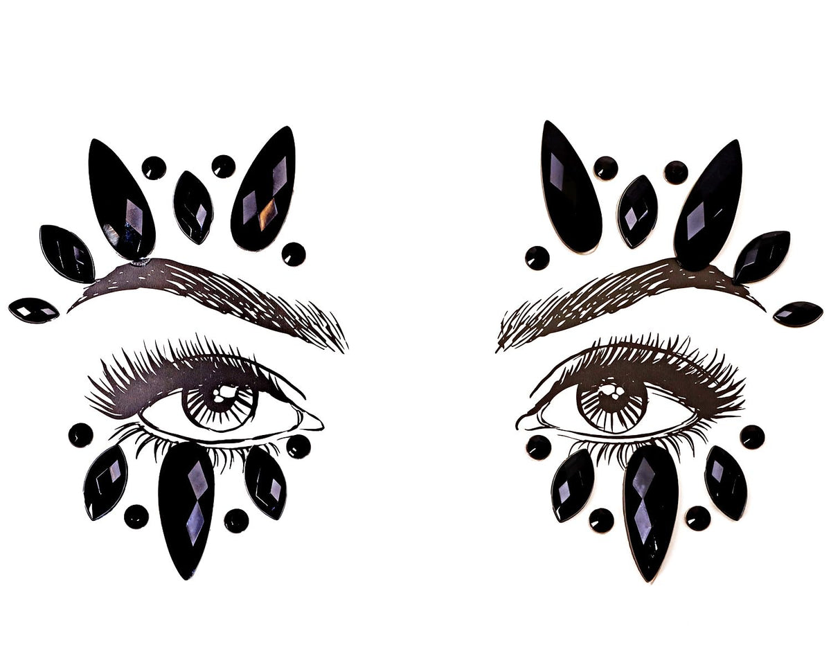 Black Stick-On Face Gems