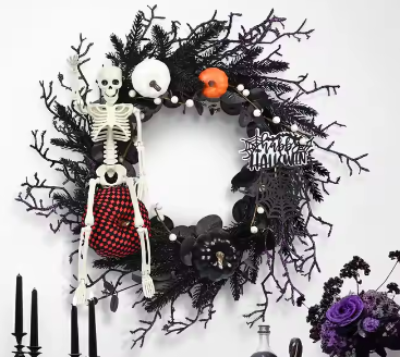 Halloween Wreath (Black, Orange & Purple)