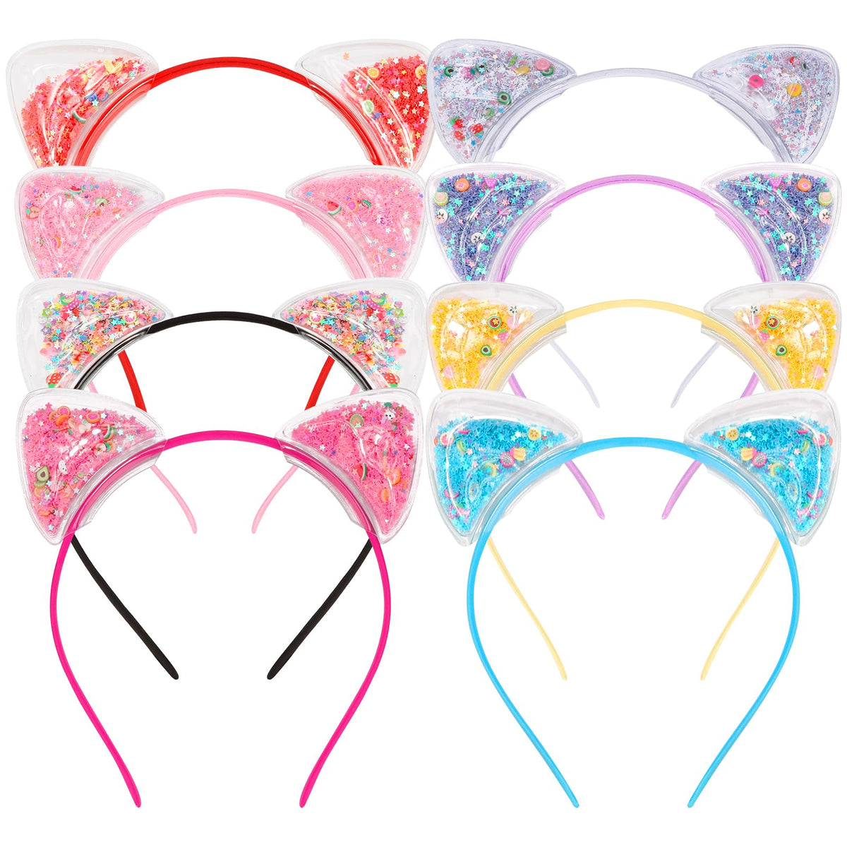 Clear Cat Ear Headbands, 8-Pack