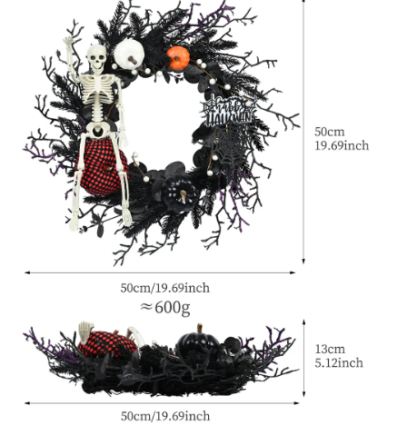 Halloween Wreath (Black, Orange & Purple)