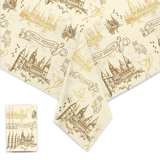 Wizard-Themed Plastic Tablecloths, 3-Pack (52" x 108")