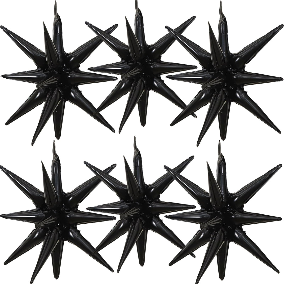 Black Starburst Foil Balloons, 27", 6-Pack