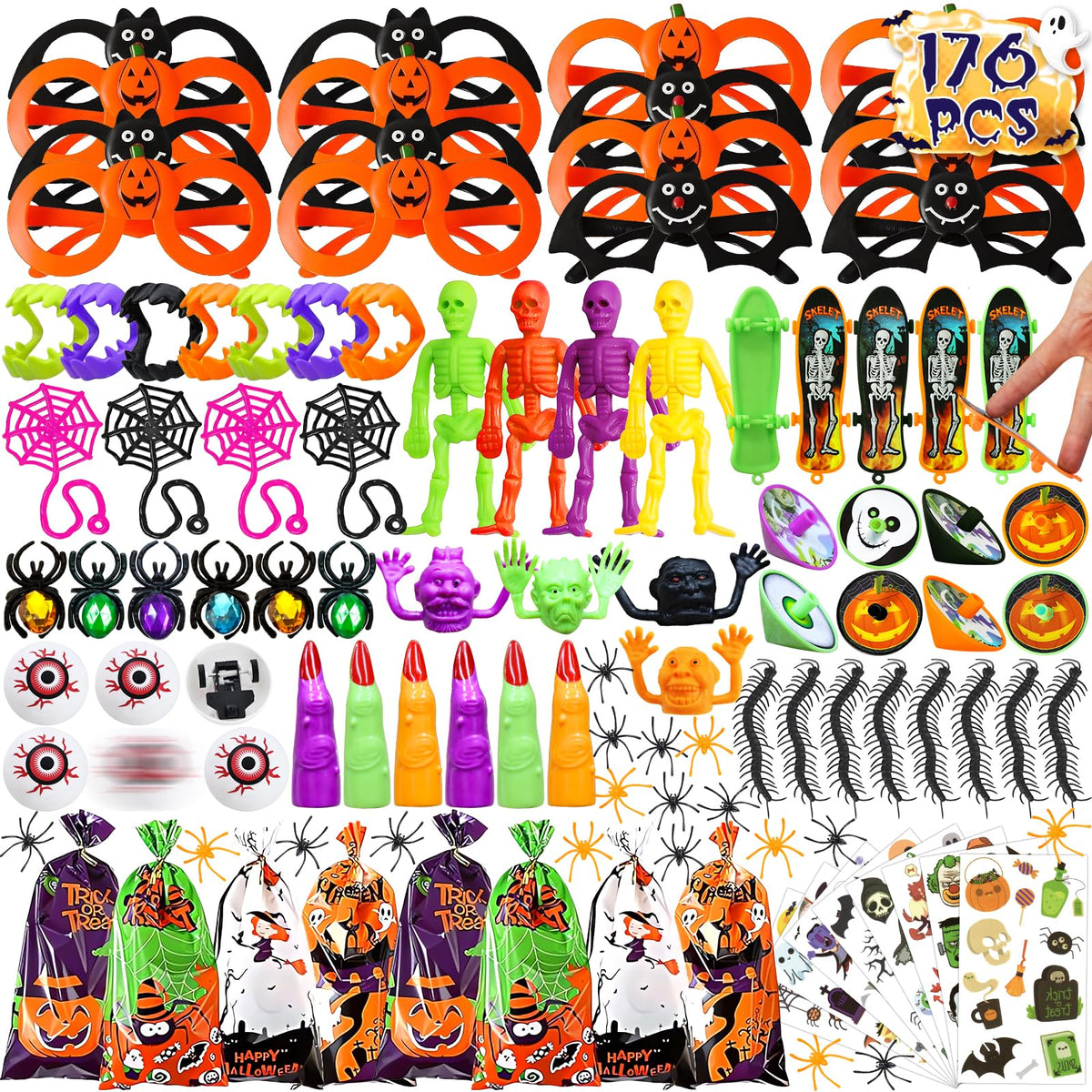 Halloween Party Favor Assortment for Kids, 176 Pieces